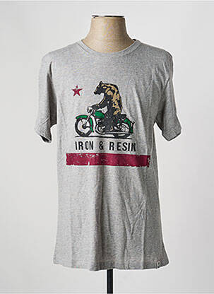 Tricou țesătură melanj mâneci scurte gri IRON AND RESIN bărbat