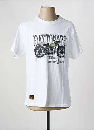 Tricou croială dreaptă mâneci scurte alb DAYTONA bărbat