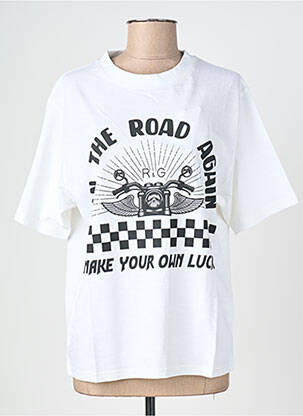 Tricou croială dreaptă mâneci scurte alb ROSE GARDEN femeie