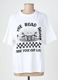 Tricou croială dreaptă mâneci scurte alb ROSE GARDEN femme