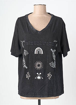 Tricou croială dreaptă mâneci scurte gri ROSE GARDEN femeie