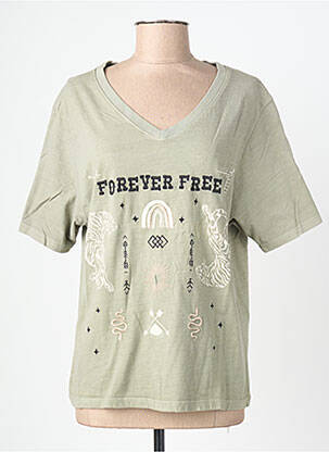Tricou croială dreaptă mâneci scurte verde ROSE GARDEN femeie