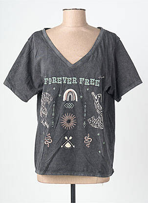 Tricou croială dreaptă mâneci scurte gri deschis ROSE GARDEN femeie