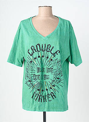 Tricou croială dreaptă mâneci scurte verde ROSE GARDEN femeie