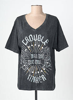 Tricou croială dreaptă mâneci scurte gri ROSE GARDEN femeie