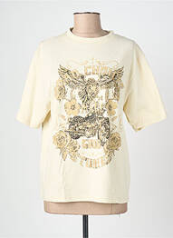 Tricou croială dreaptă mâneci scurte bej ROSE GARDEN femme