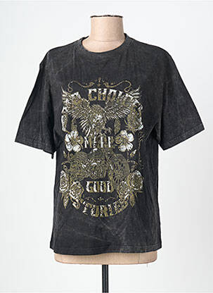 Tricou croială dreaptă mâneci scurte gri ROSE GARDEN femeie