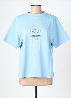 Tricou croială dreaptă mâneci scurte albastru ROSE GARDEN femeie