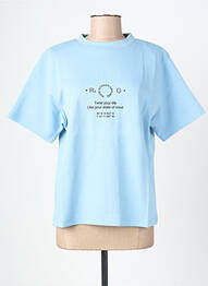 Tricou croială dreaptă mâneci scurte albastru ROSE GARDEN femme
