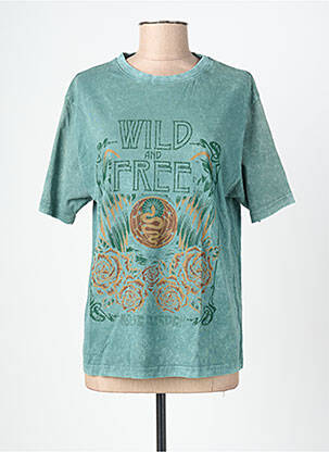 Tricou imprimeu fantezie mâneci scurte albastru ROSE GARDEN femeie