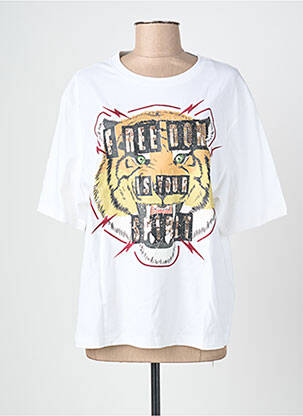 Tricou croială dreaptă mâneci scurte alb ROSE GARDEN femeie