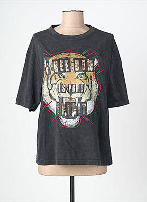 Tricou croială dreaptă mâneci scurte negru ROSE GARDEN femeie