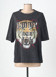 Tricou croială dreaptă mâneci scurte negru ROSE GARDEN femme