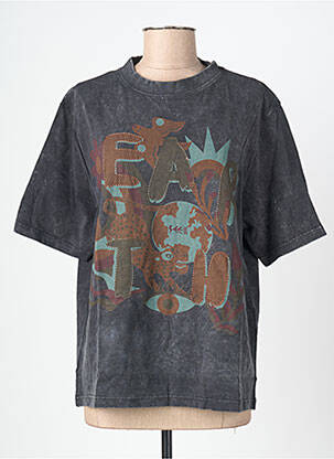 Tricou croială dreaptă mâneci scurte gri ROSE GARDEN femeie