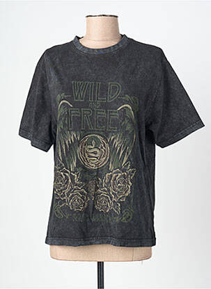Tricou imprimeu fantezie mâneci scurte gri ROSE GARDEN femeie
