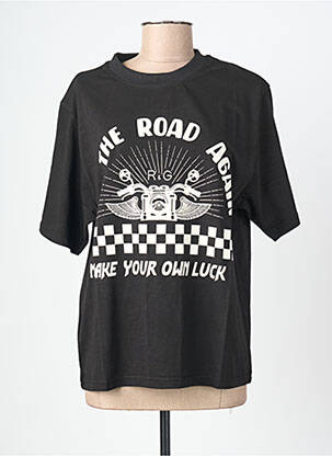 Tricou croială dreaptă mâneci scurte negru ROSE GARDEN femeie