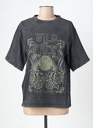 Tricou serigrafie mâneci scurte gri ROSE GARDEN femeie