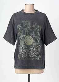 Tricou serigrafie mâneci scurte gri ROSE GARDEN femme