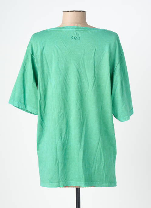 Tricou croială dreaptă mâneci scurte verde ROSE GARDEN femme
