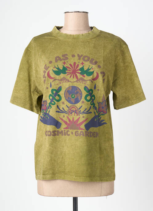 Tricou serigrafie mâneci scurte verde ROSE GARDEN femme