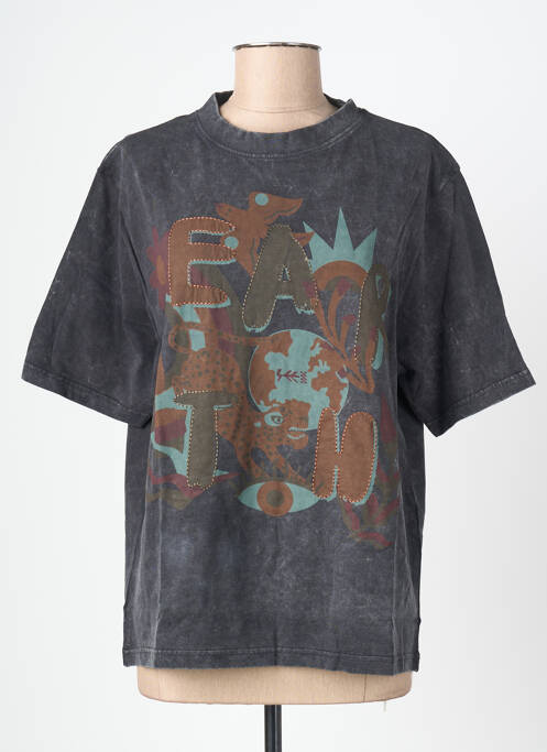 Tricou croială dreaptă mâneci scurte gri ROSE GARDEN femme