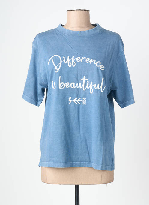 Tricou imprimeu fantezie mâneci scurte albastru ROSE GARDEN femme
