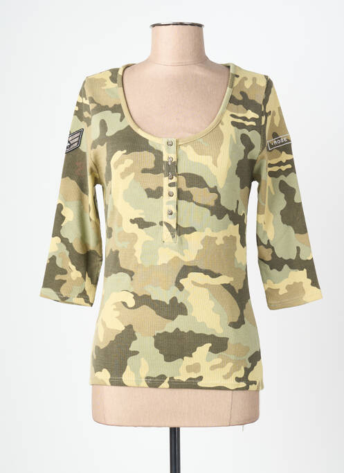 Tricou mâneci 3/4 mâneci 3/4 verde ROSE GARDEN femme