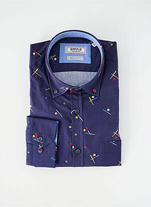Cămașă cu mâneci lungi manșete cu nasturi albastru EMYLE homme