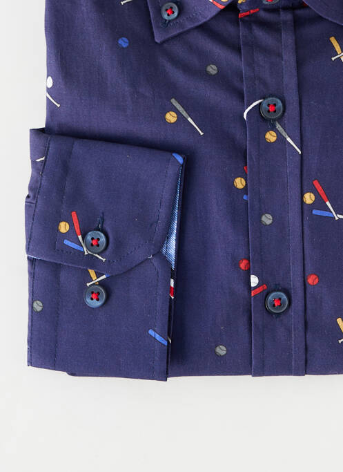 Cămașă cu mâneci lungi manșete cu nasturi albastru EMYLE homme