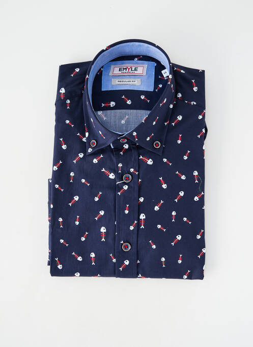 Cămașă cu mâneci lungi manșete cu nasturi albastru EMYLE homme