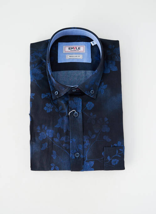 Cămașă cu mâneci lungi manșete cu nasturi albastru EMYLE homme