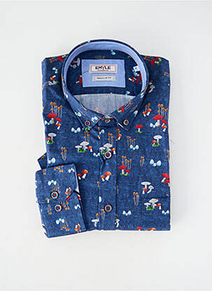 Cămașă cu mâneci lungi manșete cu nasturi albastru EMYLE homme