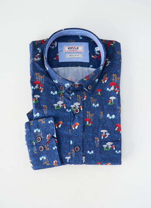 Cămașă cu mâneci lungi manșete cu nasturi albastru EMYLE homme