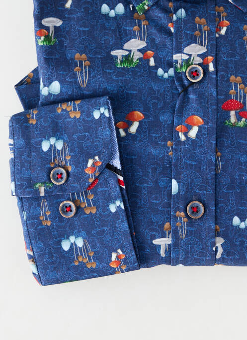 Cămașă cu mâneci lungi manșete cu nasturi albastru EMYLE homme