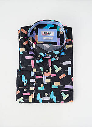 Cămașă cu mâneci lungi manșete cu nasturi negru EMYLE homme