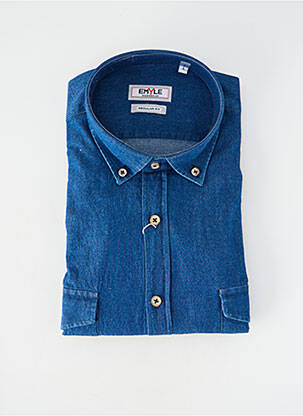 Cămașă cu mâneci lungi manșete cu nasturi albastru EMYLE homme