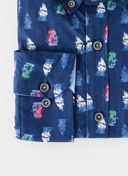 Cămașă cu mâneci lungi manșete cu nasturi albastru EMYLE homme