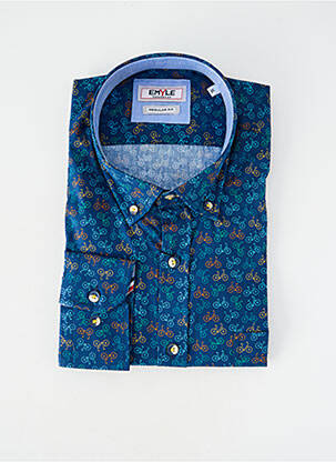 Cămașă cu mâneci lungi manșete cu nasturi albastru EMYLE homme