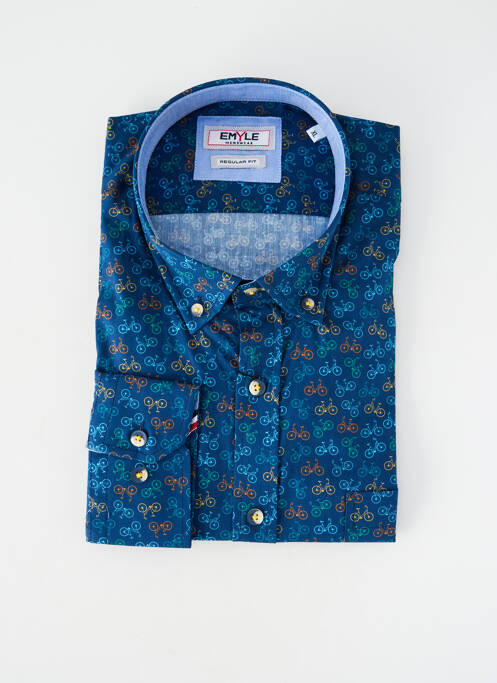 Cămașă cu mâneci lungi manșete cu nasturi albastru EMYLE homme