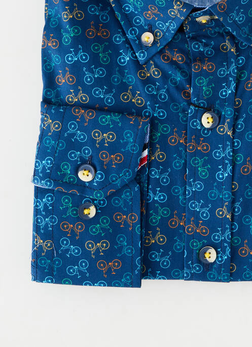 Cămașă cu mâneci lungi manșete cu nasturi albastru EMYLE homme