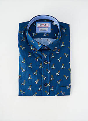 Cămașă cu mâneci lungi manșete cu nasturi albastru EMYLE homme