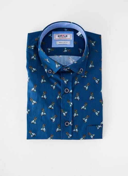 Cămașă cu mâneci lungi manșete cu nasturi albastru EMYLE homme