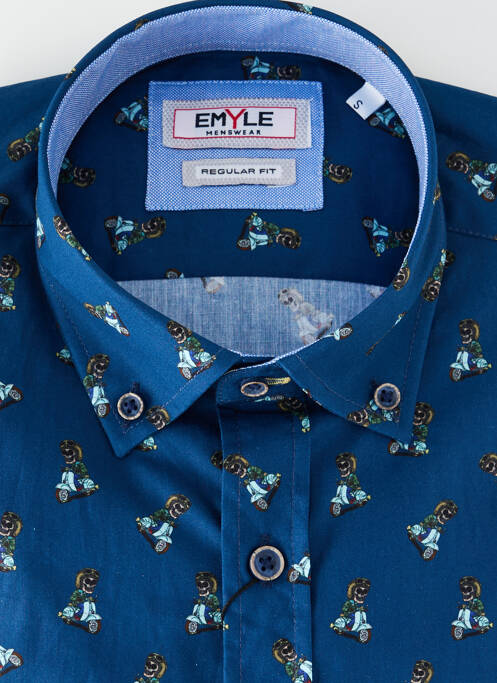 Cămașă cu mâneci lungi manșete cu nasturi albastru EMYLE homme