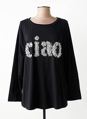 Top elasticitate mâneci lungi negru SOPHIA femeie