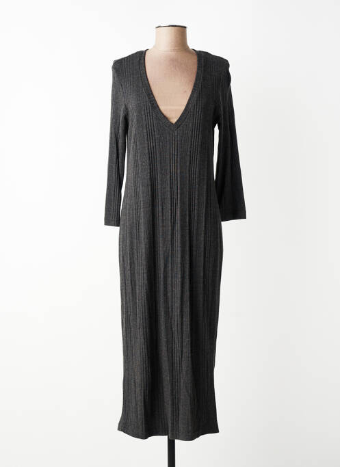 Rochie lungă croială cambrată mâneci lungi gri MAT. femme