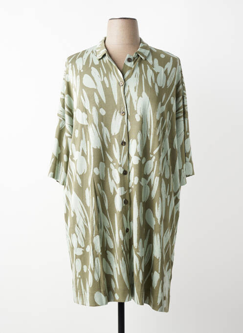 Rochie midi imprimeu fantezie mâneci lungi verde MASAI femme