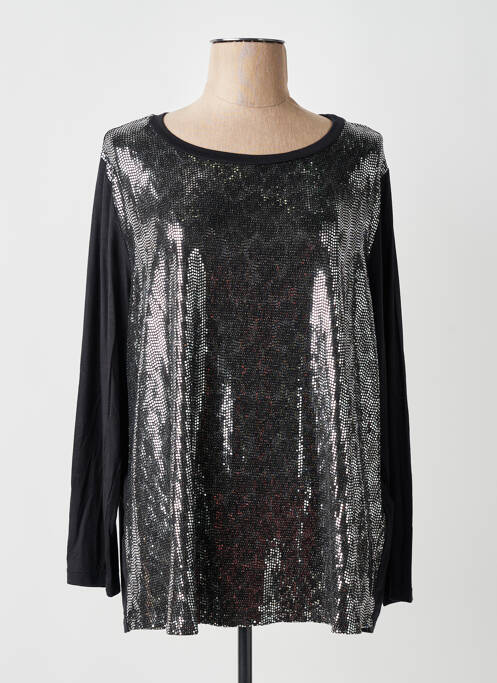 Top croială fluidă mâneci lungi negru SOPHIA femme