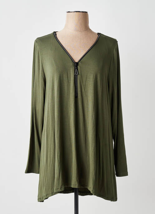 Tricou croială dreaptă mâneci lungi verde AN II VITO femme
