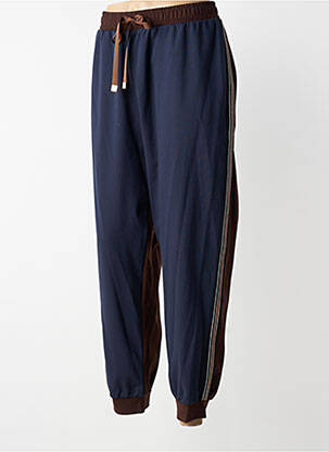 Pantalon drept talie elastică albastru MAT. femeie