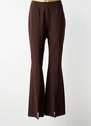 Pantalon evazat talie elastică maro MAT. femeie